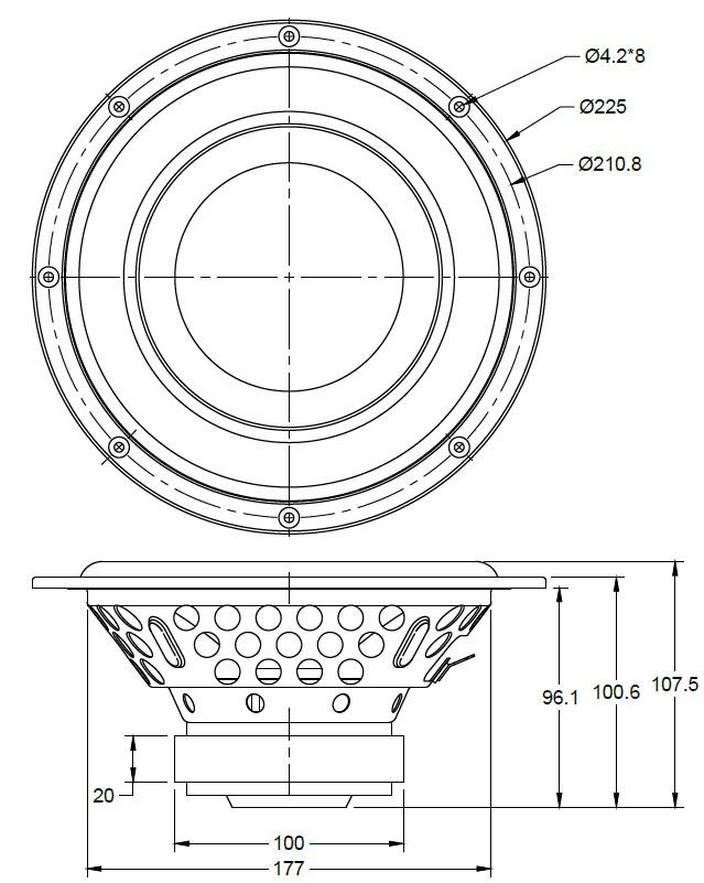 Dayton Audio PCS8-4 Mechanical Drawing